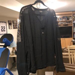 Black Blouse with mesh shoulders